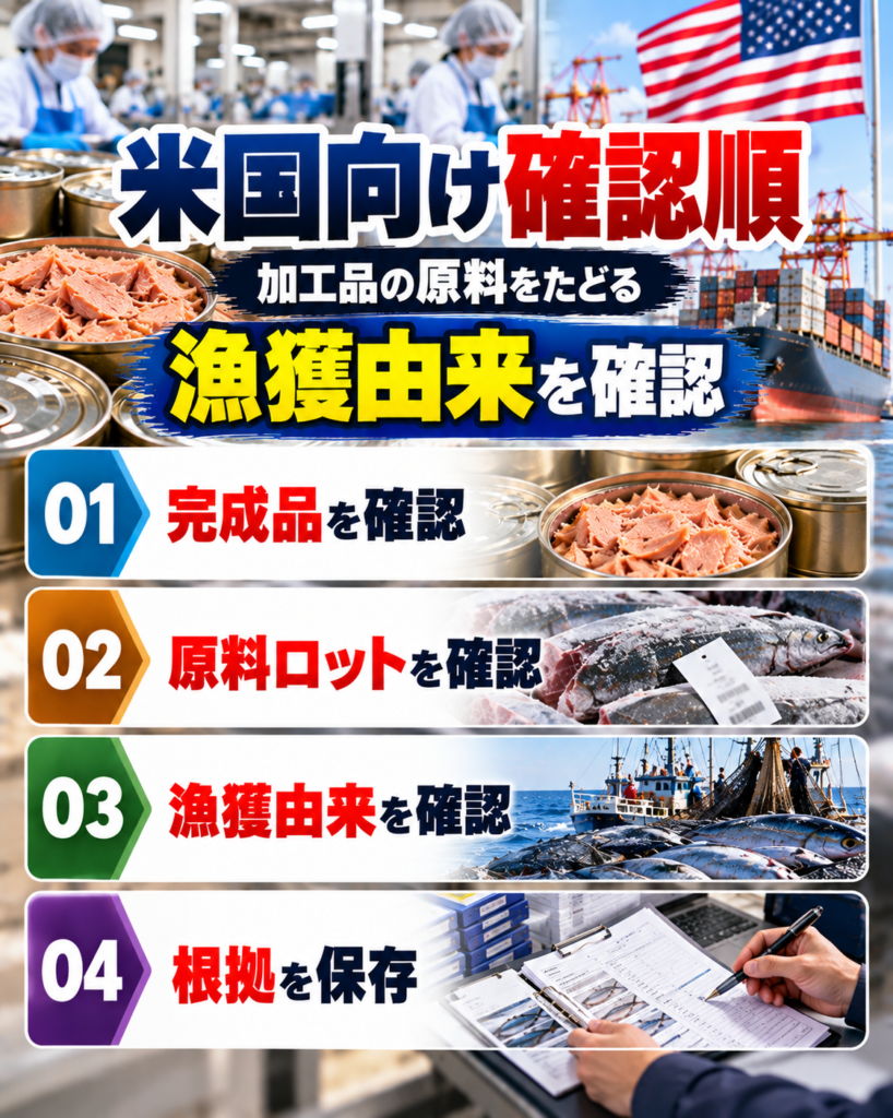 水産加工品を米国へ輸出する前に整理する原料・漁獲情報