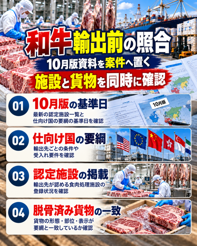 和牛の輸出案件を進める前に見る認定施設一覧と仕向け国条件