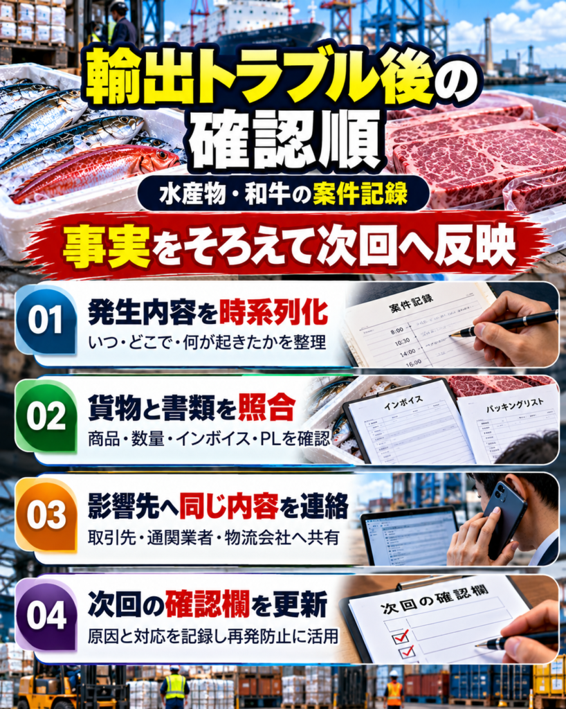 水産物・和牛の輸出トラブル後に整える案件記録と連絡の進め方